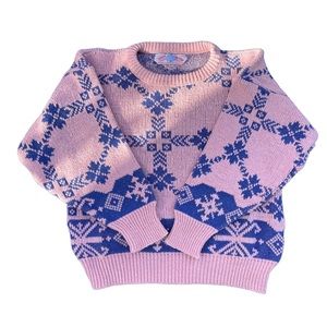 Knit patterned sweater • light pink and blue • size medium